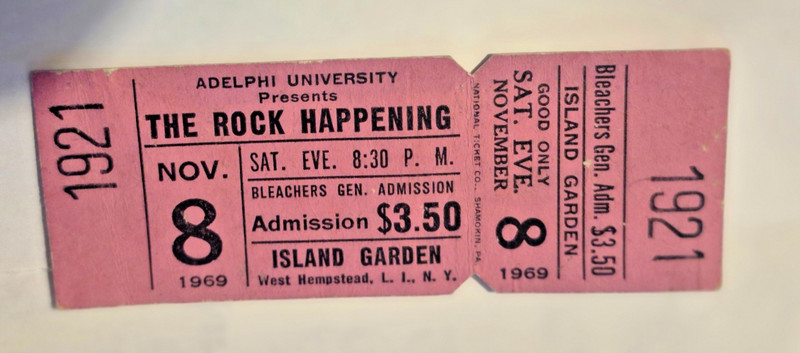 THE ROCK HAPPENING 1969 full Concert ticket -Sly & Family Stone "Stand" Nov.8-