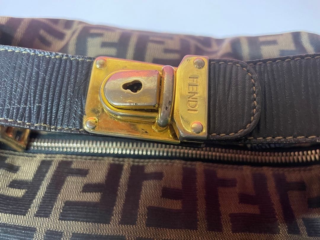 FENDI Zucca Vanity Bag Hand Bag Accessory Pouch Canvas Leather Black Brown thumbnail 12