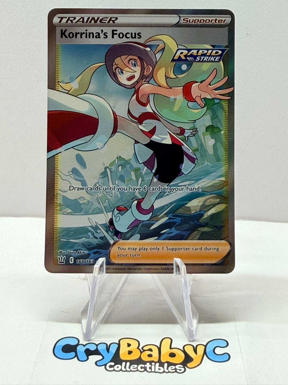 Pokemon Korrina's Focus 160/163 Battle Styles Sword & Shield FULL ART TRAINER