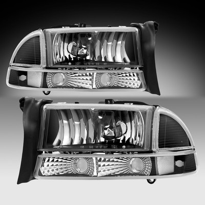 For 1997-2004 Dodge Dakota 1998-2003 Dodge Durango Black Housing Headlight Pair