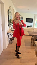  VINTAGE CHANEL 96A WOOL CREPE RED MILITARY JACKET CC LOGO BUTTONS 42 STUNNING!