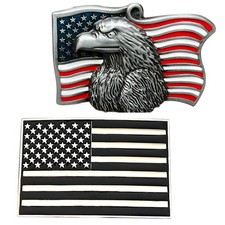 Native American Flag Belt Buckles, 2 Pieces, 2 Styles, Eagle Design 03 SET 