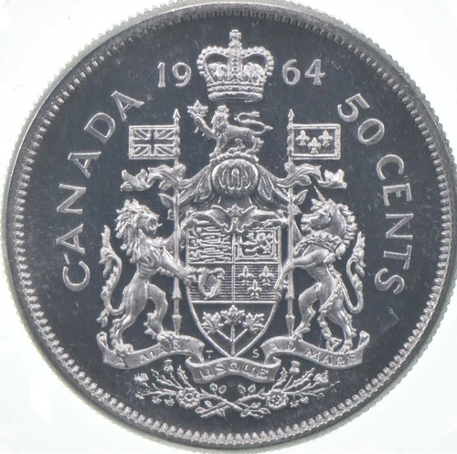 1964 Canadian Silver 50 Cents Coins 80% Half Dollar PL