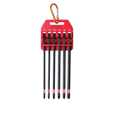 T15-T40 Torx Long Reach 6 Piece Impact Bit Set 6 Inch Industrial Strength