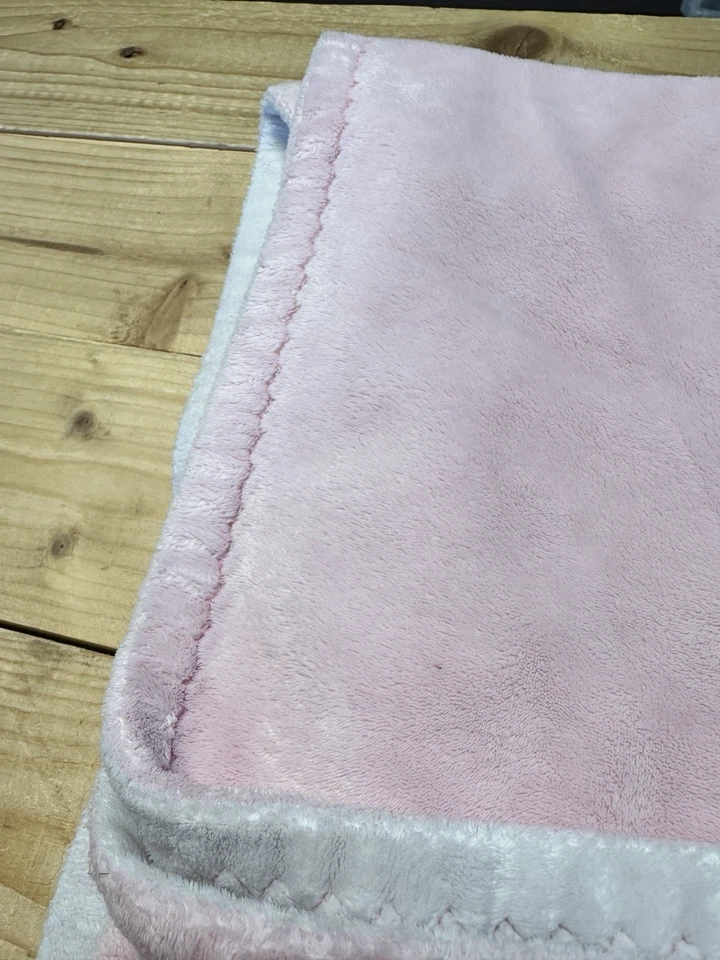Pottery Barn Kids Baby Girl Crib Blanket Lovey Velour Pink White Minky 24x24 - Image 3 of 3