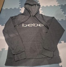 Bebe Gray Hoodie Size Large Silver Bebe Logo