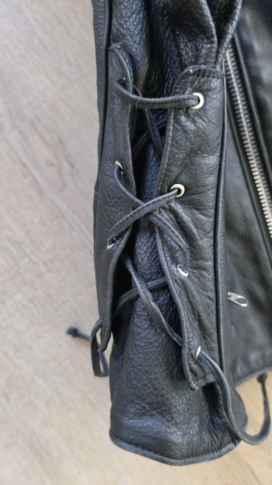 Vintage Indian Motorcycle Leather Jacket Mens L Black Side Lace CA31466 Canada - product detail image 8
