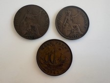 3 x UK Half Penny 1925, 1933, 1942 - King George - Great Britain Half Pennies