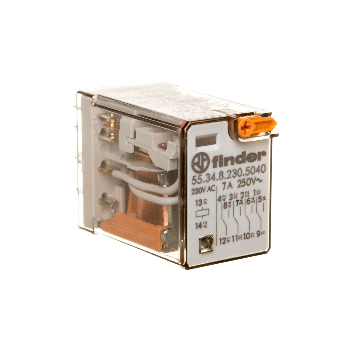 Finder Plug-in Relay 230VAC 7A 4PDT (AgNi + Au) Contacts - Image 2