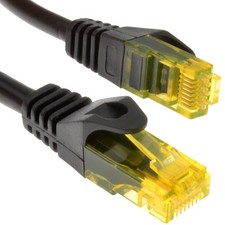 Image of PRO Network CAT6 COPPER Cable GigaBit Ethernet RJ45 Black [Yellow Ends] LOT