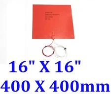 Build Plate 3D Printer Heated Bed Silicone Heating Pad 16" X 16"  3M Thermister
