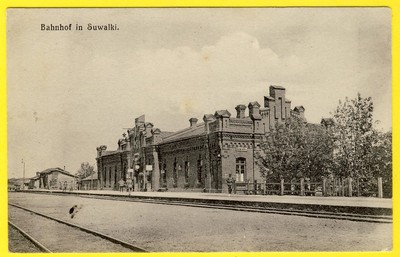 sehr seltene Postkarte POLEN POLEN POLEN BAHNHOF in SUWALKI Bahnhof Bahnhof