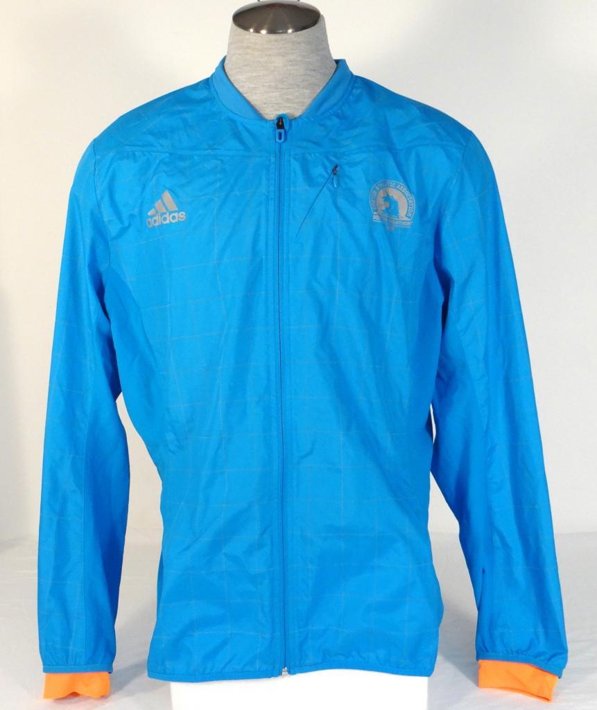 Adidas Running Boston Marathon 2014 Blue Reflective Zip Wind Jacket Men's  NWT