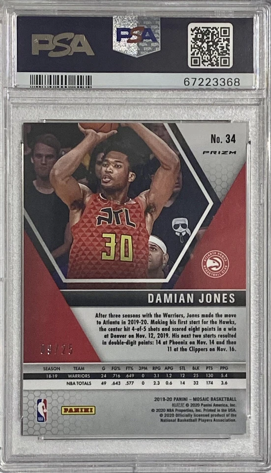 2019 Panini Mosaic #34 Damian Jones NBA Orange Fluorescent #9/25 PSA 10 Gem Mint - Image 2 of 4