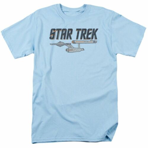 Star Trek Enterprise Logo T Shirt Licensed Sci-Fi TV Classic Tee New Light Blue - Afbeelding 1 van 2