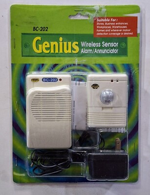 Wireless Motion Sensor Home Security Alarm Annunciator - Genius BC-202 - NEW