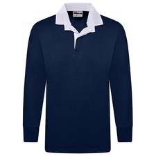 Navy Rugby Shirt Retro Classic Traditional  Top All Sizes S - 5XL