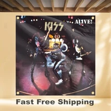 KISS ALIVE 4'X4' BANNER ALBUM COVER ART FABRIC POSTER FLAG TAPESTRY