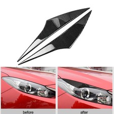 2pcs For Mazda3 Axela 2014-2016 Carbon Fiber Headlight Eyelid Eyebrow Cover Trim