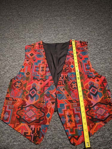 Shones and Co. Southwestern/Aztec Print Vest Buffalo Nickel Buttons Size M/L - Picture 3 of 8