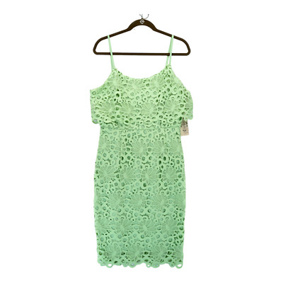 NWT $159 Nanette Lepore Bella Donna Green Eyelet Sleeveless Dress Size 10