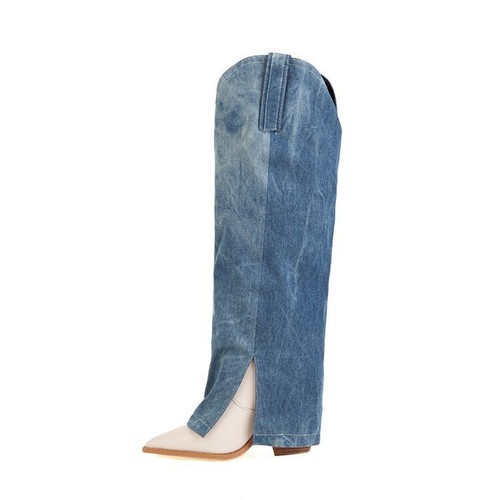 Herbst Winter spitz zulaufend kniehohe Westernstiefel Damenmode Cowboy Schuhe Größe - Bild 10 von 12