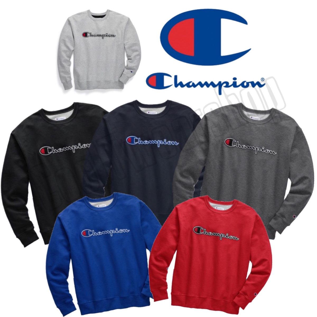 Champion Powerblend Men's Fleece Crew Felt Script Logo with