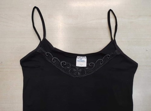 CANOTTIERA SPALLA STRETTA DONNA INSERTO PIZZO - Picture 3 of 25