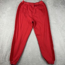 Nike Woman's sweatpants red with sherpa stripes drawstring logo Y2K Faux fur