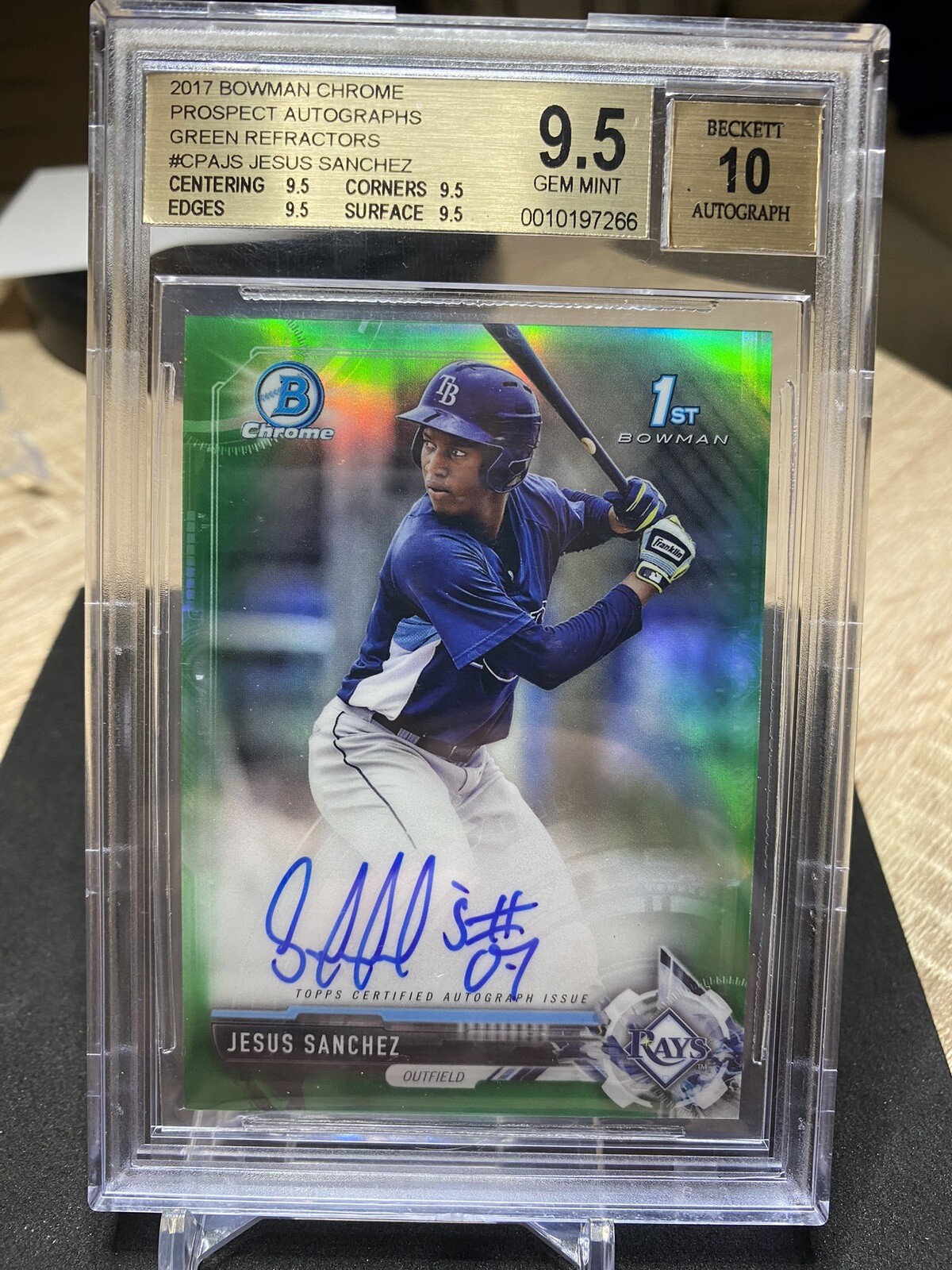 Jesus Sanchez 2017 Bowman Chrome Green Auto /99 BGS 9.5 GEM MINT