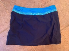 Tangerine Large Deep Blue/Bright Teal Activewear Skort Nylon Blend Zip Pocket