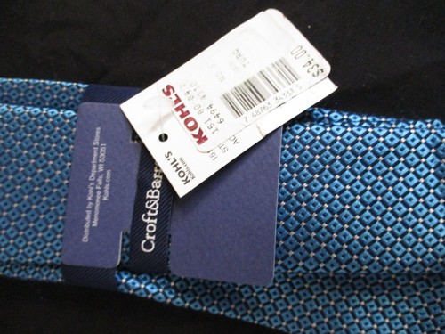 Croft & Barrow 100% Silk Turquoise Geomatric Mens Neck Tie SR$34 NEW - Picture 3 of 3