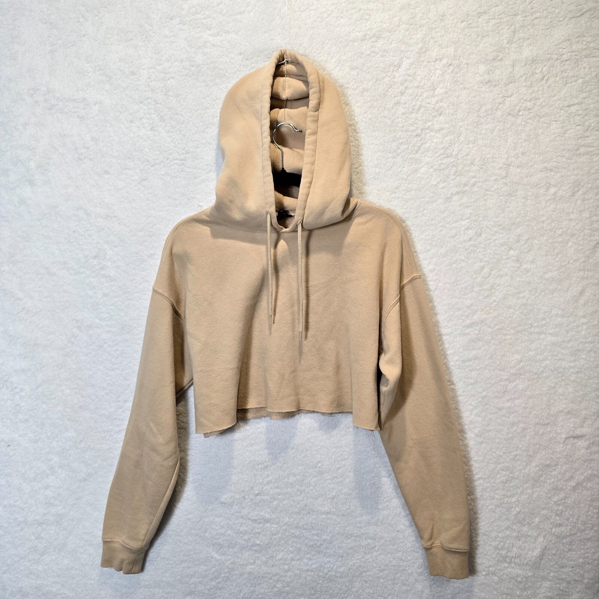 UO Urban Outfitters Cropped Hoodie Sweatshirt Tan SP Y2k Grunge Balletcore