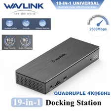USB-C 4K Quad Monitor Video Docking Station Dual 5K Display HDMI/USB3.1/DP/RJ45