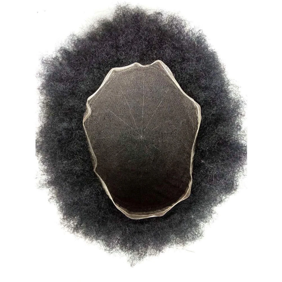 US Afro Curly Weave Mens Toupee HairPiece Full Lace African American Hair Syste - Image 3 of 4