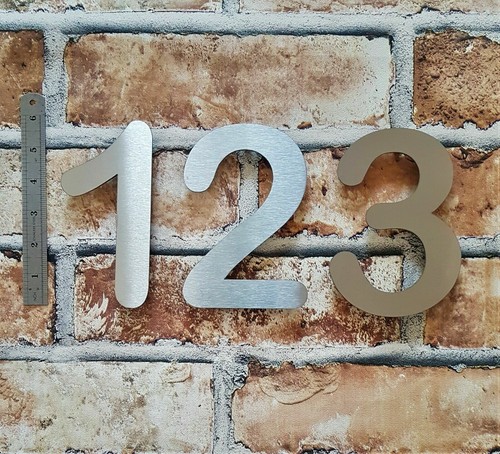 Large 6"/15cm stick-on rounded house/front door numbers brushed stainless steel - Picture 7 of 32