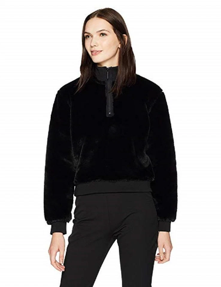 KENNETH COLE New York Mujer NEGRO Imitación Piel Chaqueta Cálida Sudadera Abrigo TALLA M NUEVO CON ETIQUETAS