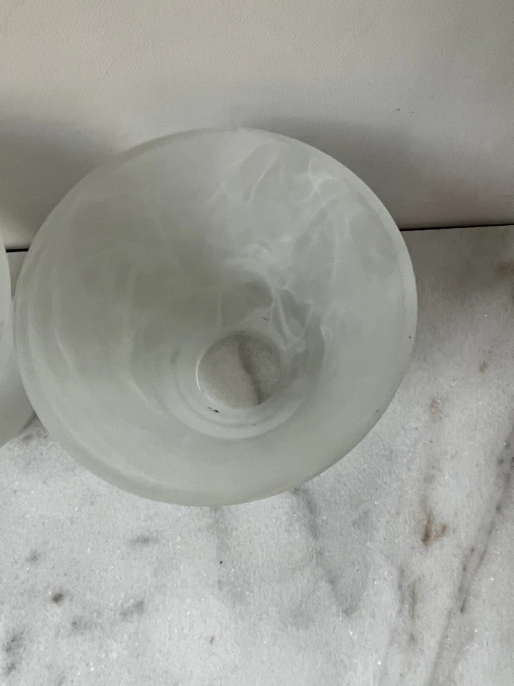 Juego de 2 pantallas de lámpara de vidrio para ventilador o tocador aspecto de alabastro/mármol esmerilado Foto 3 de 4