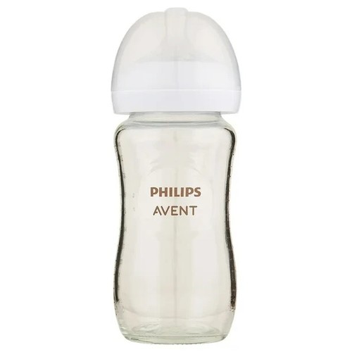 Philips Avent Glass Baby Bottles 8oz, 1m+, Natural Response Nipple, 2 Pack