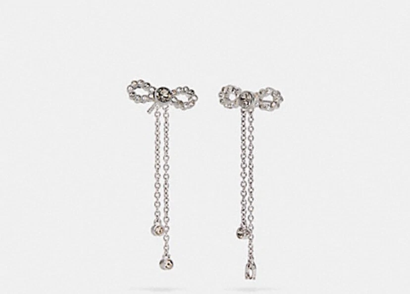 Nuovissimi Autentici Orecchini a Goccia Fiocco Argento Coach