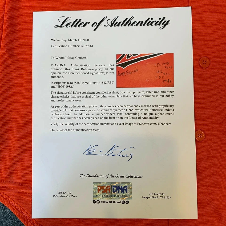 Frank Robinson Signed Heavily Inscribed Stats Baltimore Orioles Jersey PSA DNA - Image 3 of 4