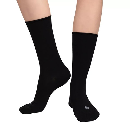 K Bell Women's Size 5.5-10 Modal Roll Top Crew Socks 6 Pairs Black - Picture 2 of 3