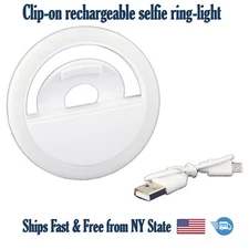 Portable LED Selfie Ring Light Rechargeable Flash Clip for Phone Tablet Camera