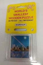 WORLDS SMALLEST WOODEN PUZZLE RARE TWIN TOWERS RAINBOW KARNAN F.X. SCHMID SWEDEN