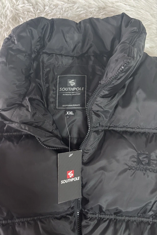 Chaqueta acolchada negra auténtica SouthPole para hombre talla 2XL - nueva con etiquetas ❄️🖤 Foto 3 de 4