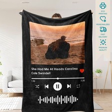 Personalized Photo Blanket Custom Picture Song Gift for Couples Wedding Throw