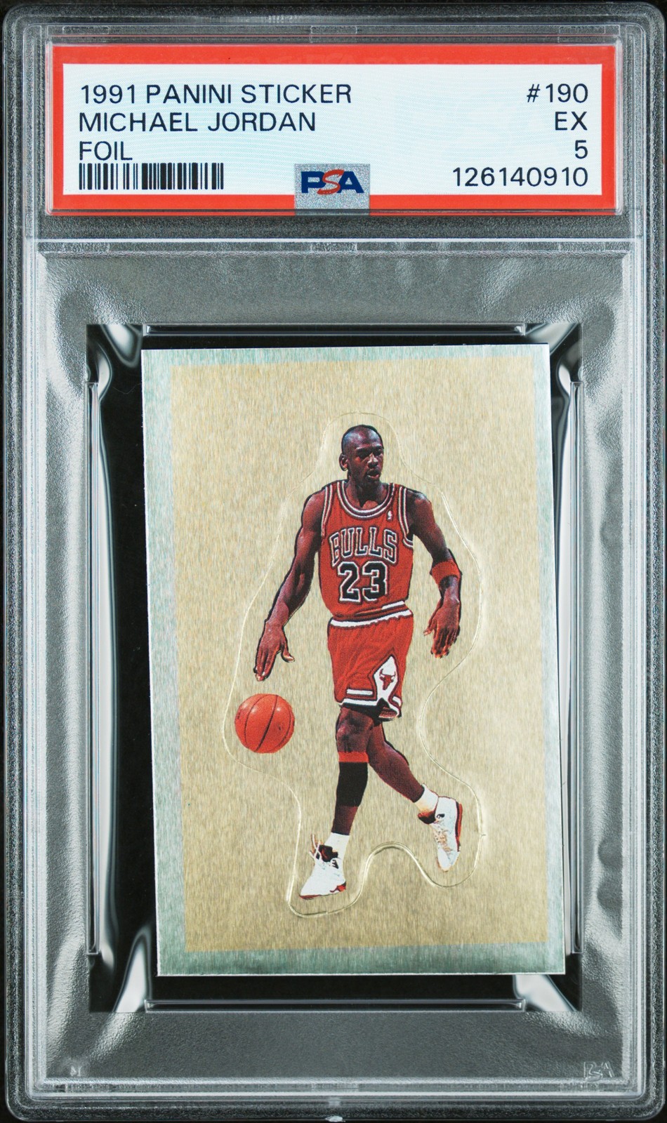 1991 PANINI STICKER FOIL #190 MICHAEL JORDAN PSA 5