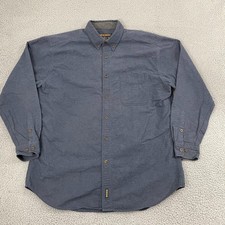 Woolrich Shirt Men XL Blue Pocket Outdoor Cotton Workwear Button Down