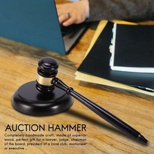 Wooden Gavel Hammer & Sound Block Set Mallet for Lawyer Judge Auction Sale