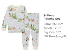 Burt's Bees Unisex Baby Boy Girl Cozy Cabin 2 Piece Pajama Set Size 18 Months